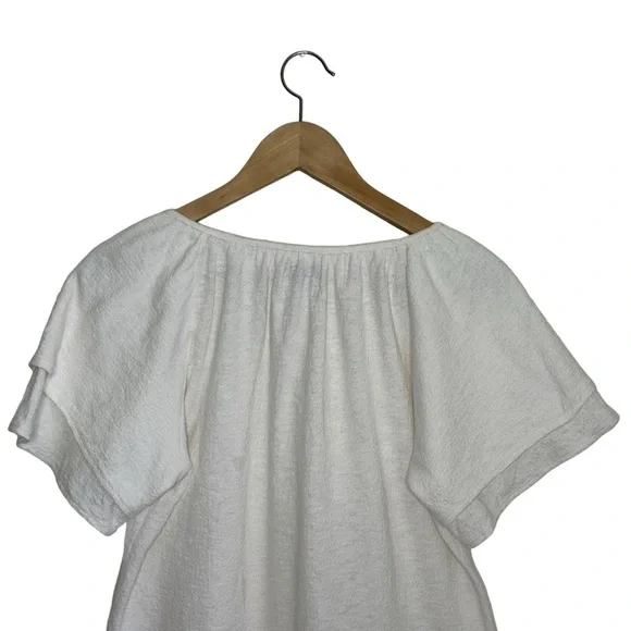 Madewell Texture & Thread sleeve top in bright Ivory  SZ. S - Picture 6 of 9